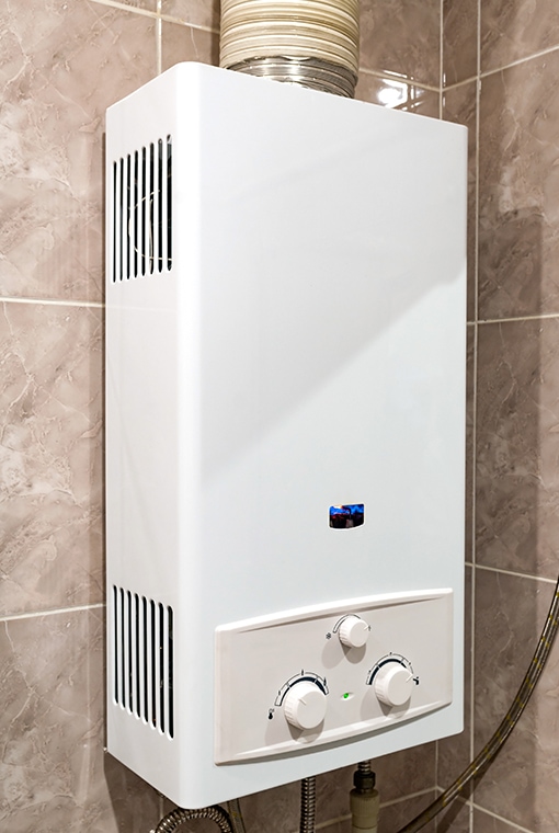 Gas boiler heater in bathroom